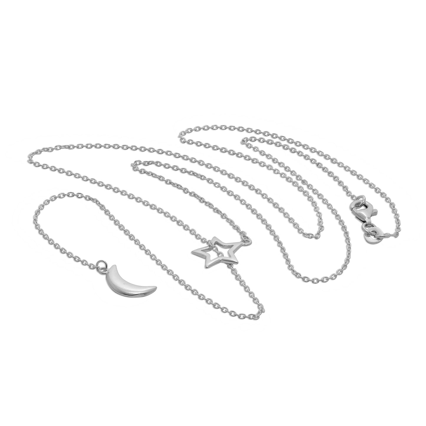 Collier goutte étoile lune en argent sterling