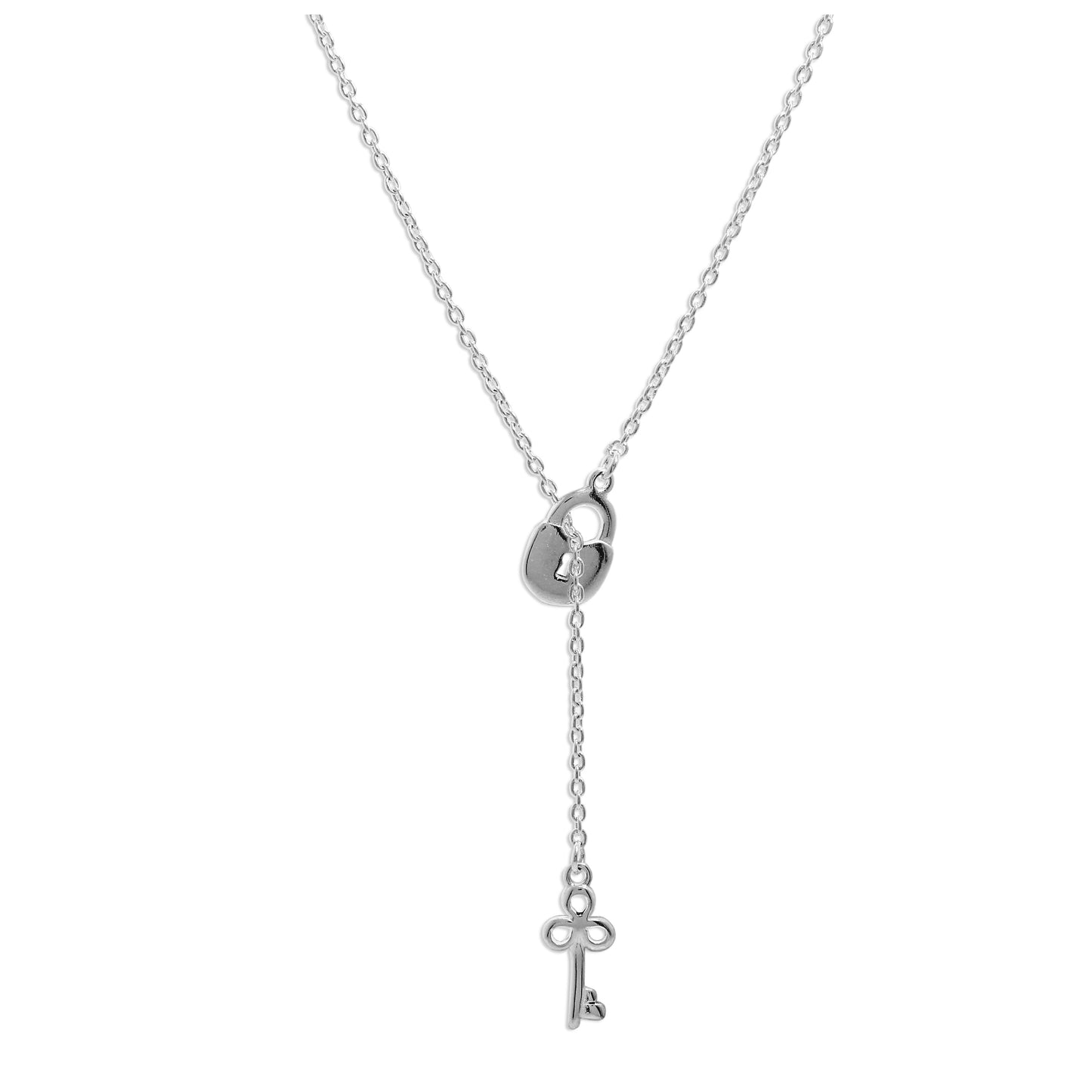 Collier pendentif cadenas à clé en argent sterling