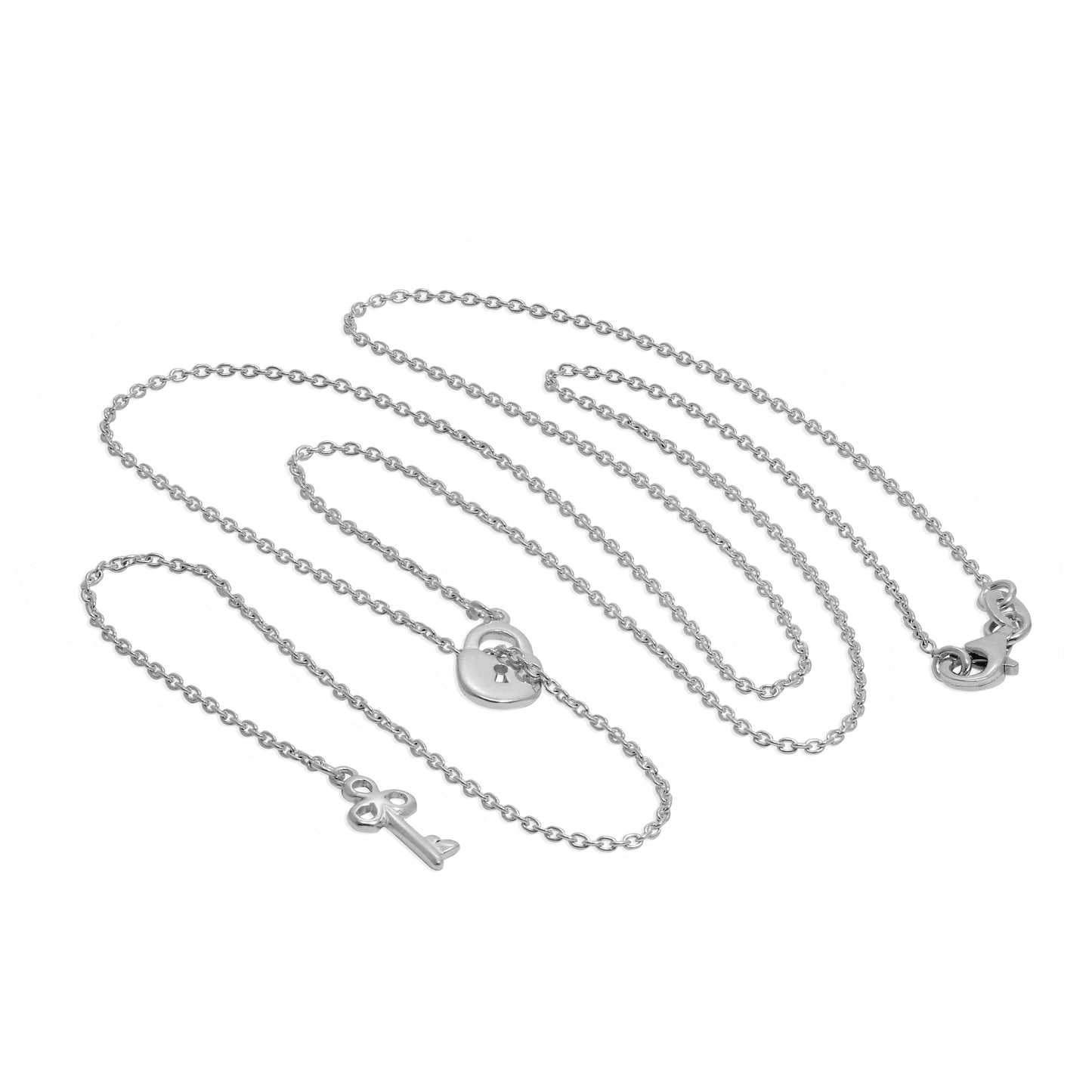 Collier pendentif cadenas à clé en argent sterling