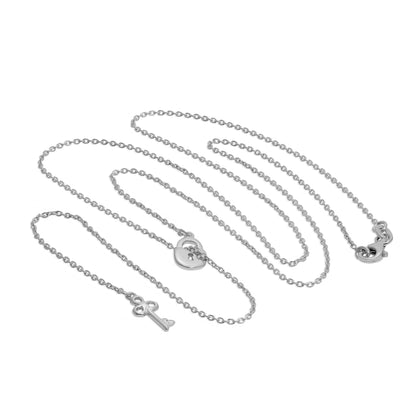 Collier pendentif cadenas à clé en argent sterling