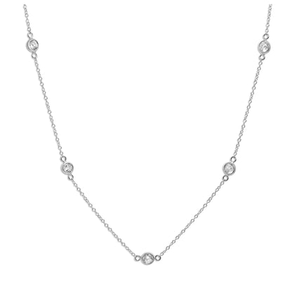 Collier en argent sterling avec plusieurs zircones cubiques transparents et pierres de naissance d'avril