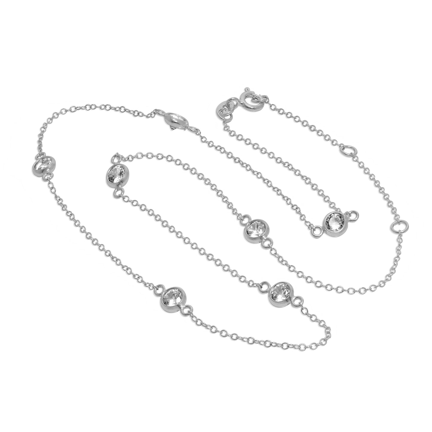 Collier en argent sterling avec plusieurs zircones cubiques transparents et pierres de naissance d'avril