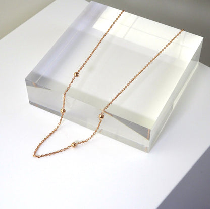 Collier ras du cou à boules en argent sterling plaqué or rose
