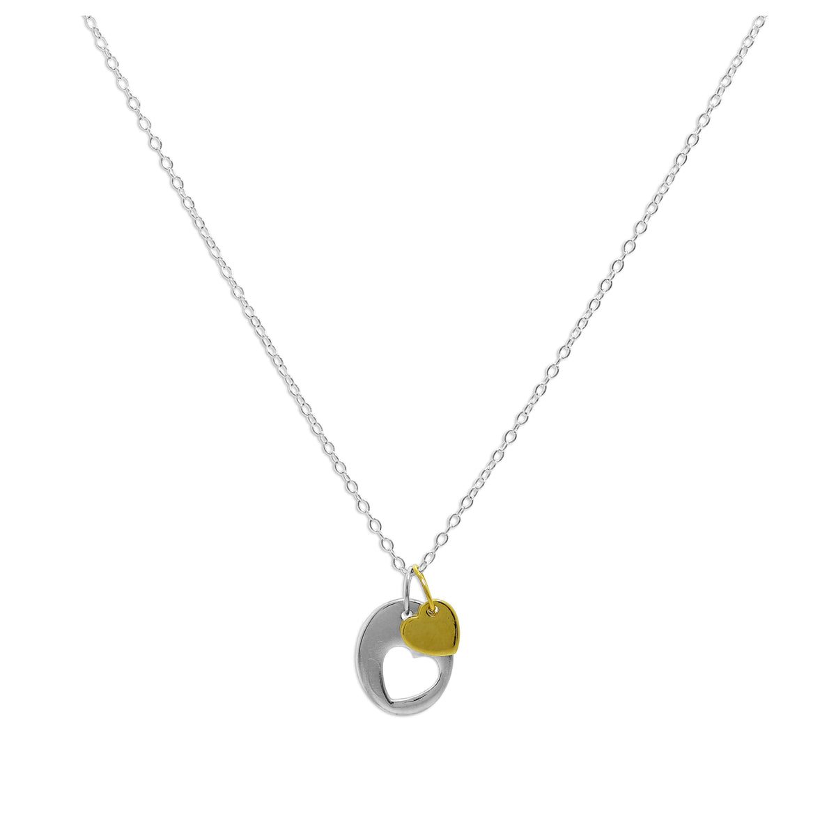 Collier avec pendentif en forme de cœur découpé en argent sterling et plaqué or jaune