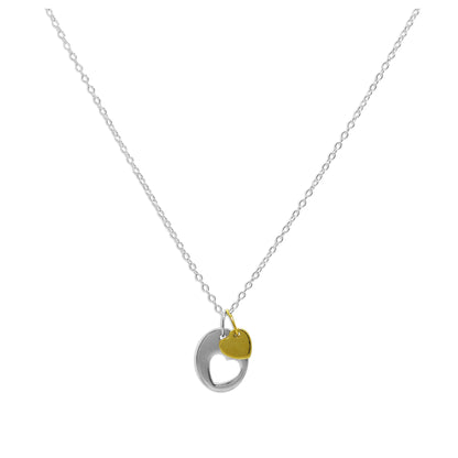 Collier avec pendentif en forme de cœur découpé en argent sterling et plaqué or jaune