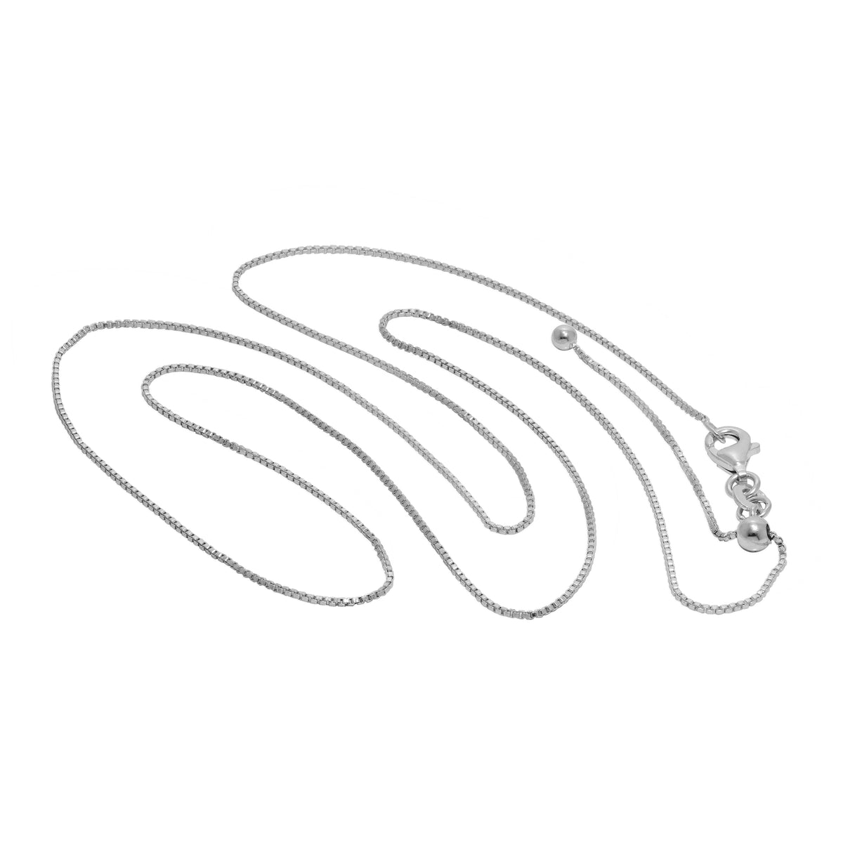 Chaîne à fermoir coulissant en argent sterling de toutes tailles jusqu'à 60 cm