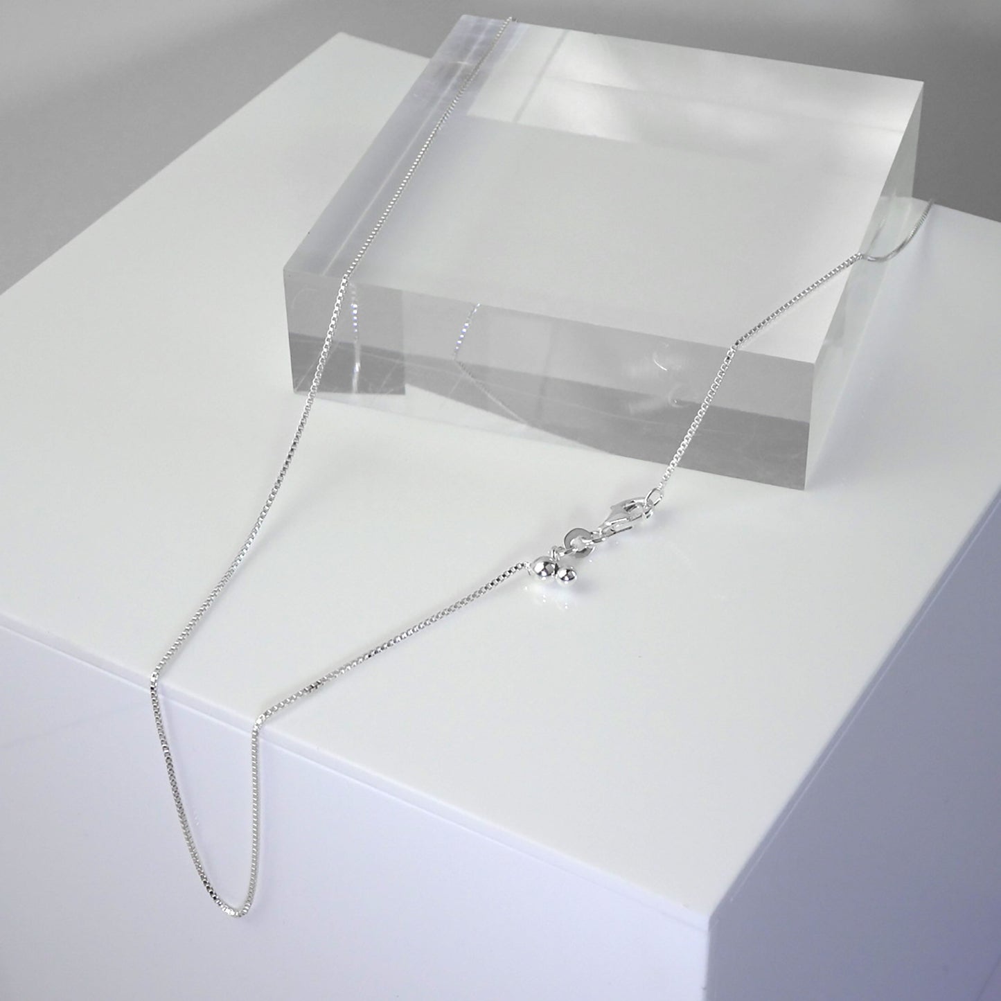 Chaîne à fermoir coulissant en argent sterling de toutes tailles jusqu'à 24 pouces