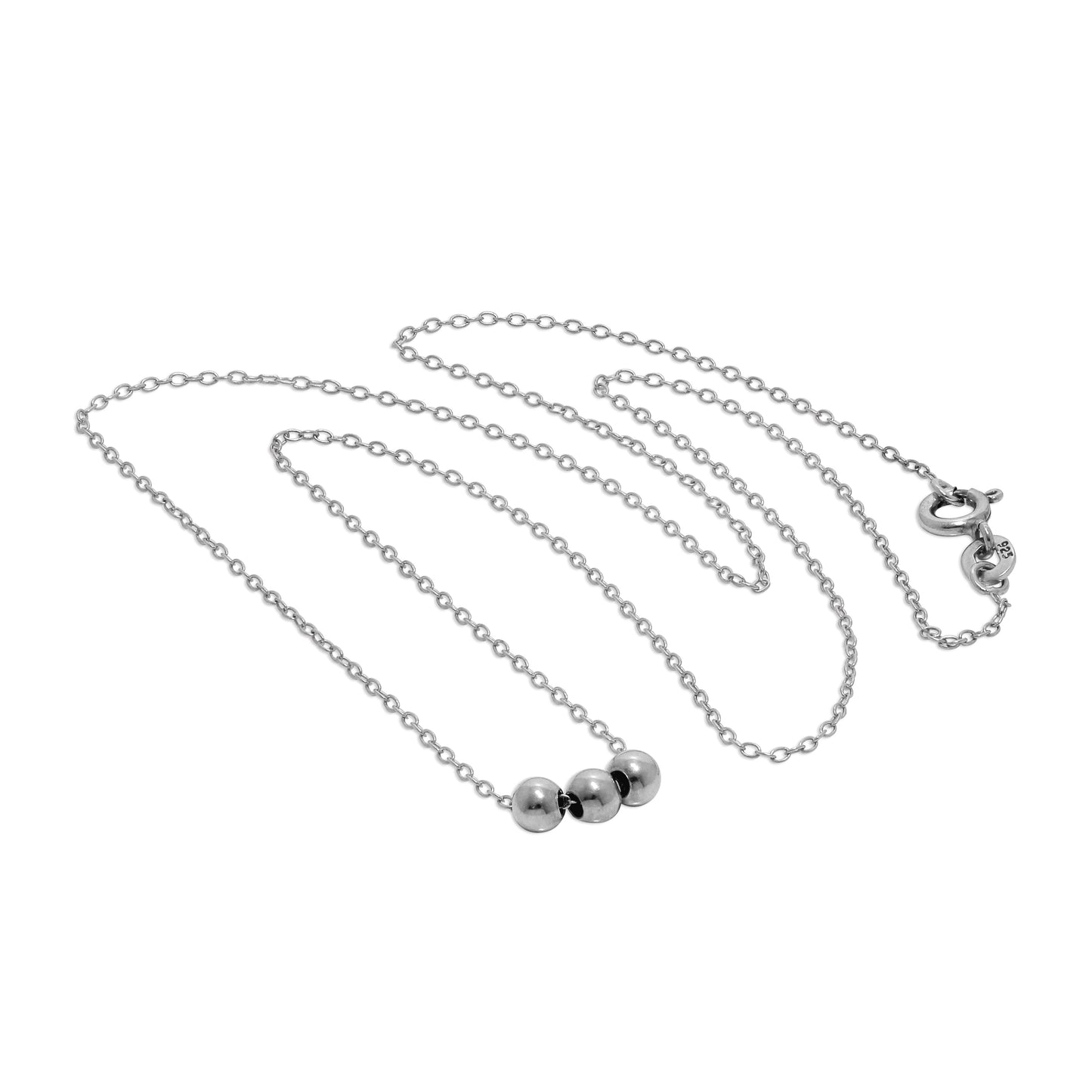 Collier triple boule coulissante en argent sterling - 45,7 cm