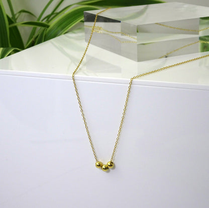 Collier triple boule en argent sterling plaqué or 45 cm