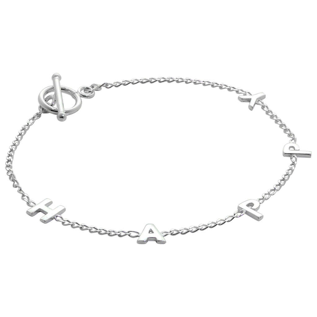 Bracelet HAPPY en argent sterling de 18 cm