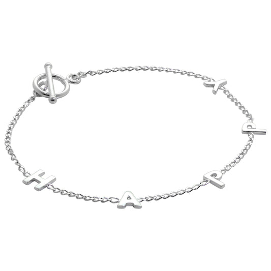 Bracelet HAPPY en argent sterling de 18 cm