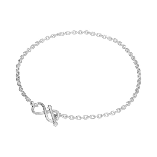 Bracelet en argent sterling avec barre en T Infinity de 18 cm