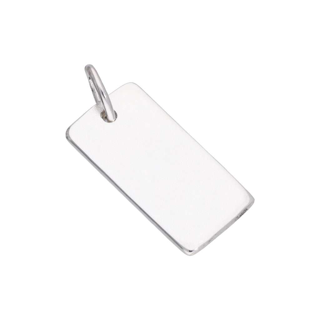 Breloque rectangulaire en argent sterling gravable en forme de plaque d'identité militaire