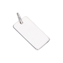 Breloque rectangulaire en argent sterling gravable en forme de plaque d'identité militaire
