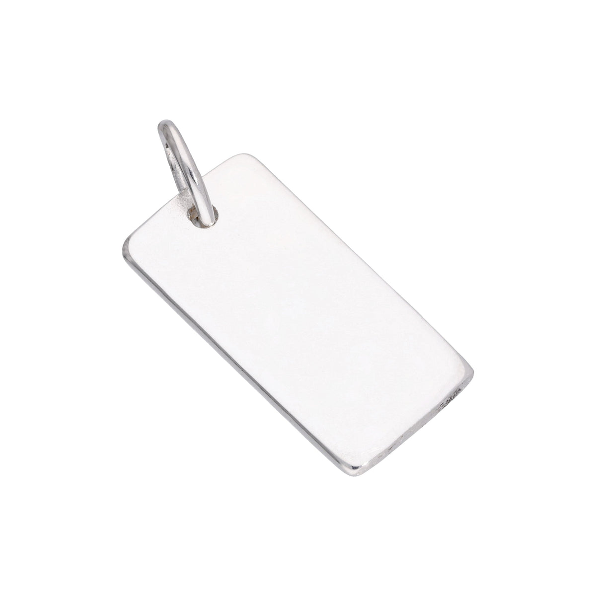 Breloque rectangulaire en argent sterling gravable en forme de plaque d'identité militaire