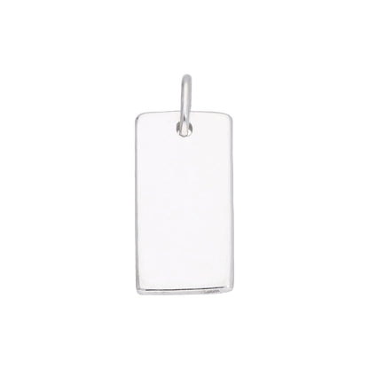 Breloque rectangulaire en argent sterling gravable en forme de plaque d'identité militaire