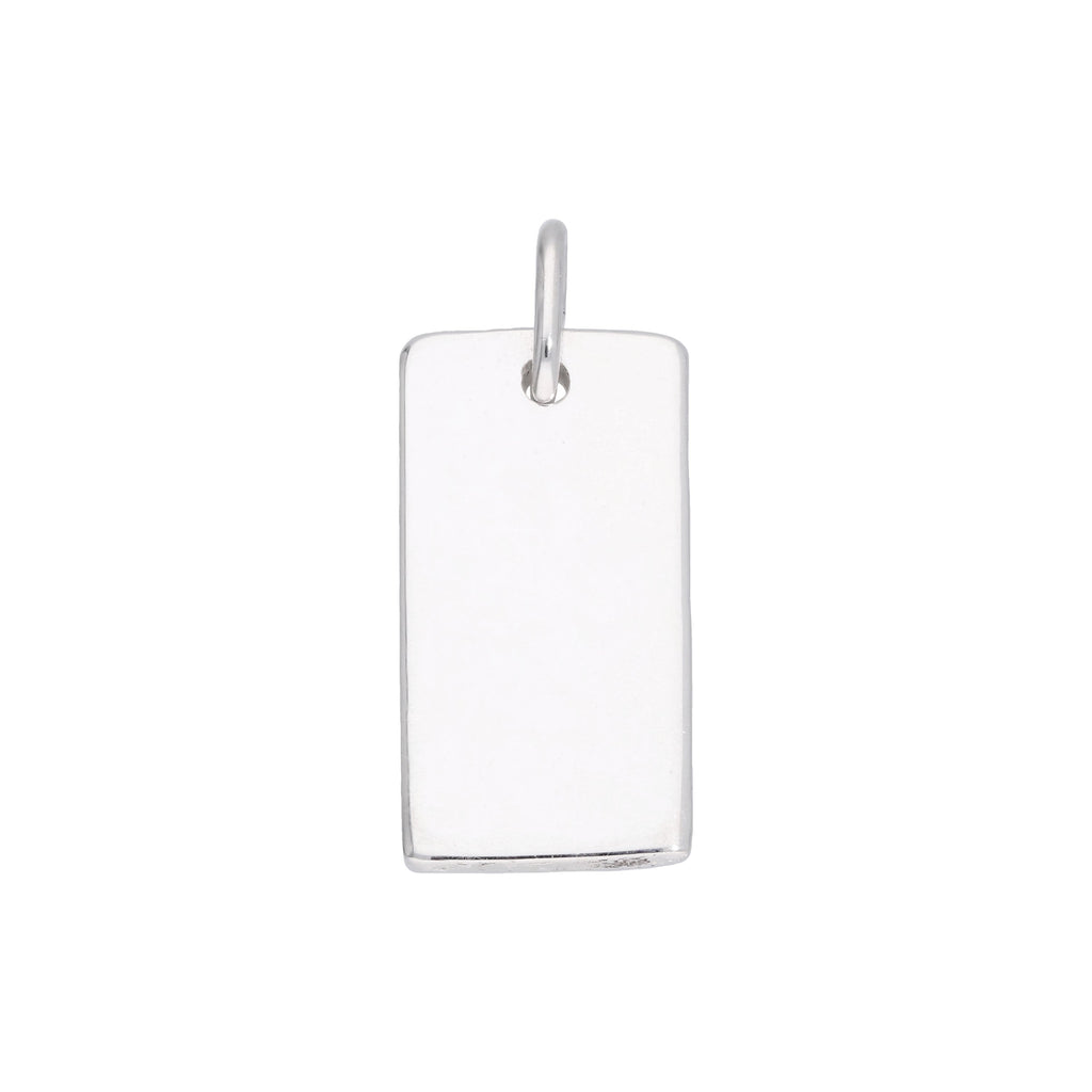 Breloque rectangulaire en argent sterling gravable en forme de plaque d'identité militaire