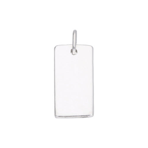 Breloque rectangulaire en argent sterling gravable en forme de plaque d'identité militaire