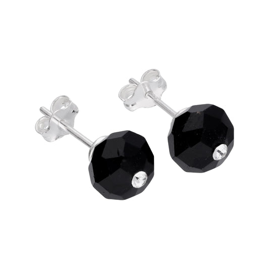 Boucles d'oreilles à tige en argent sterling et perles de cristal noir