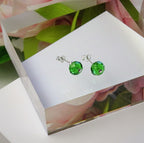Boucles d'oreilles à tige en argent sterling et perles de cristal vert