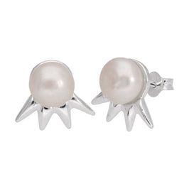 Boucles d'oreilles à tige en argent sterling et perles synthétiques