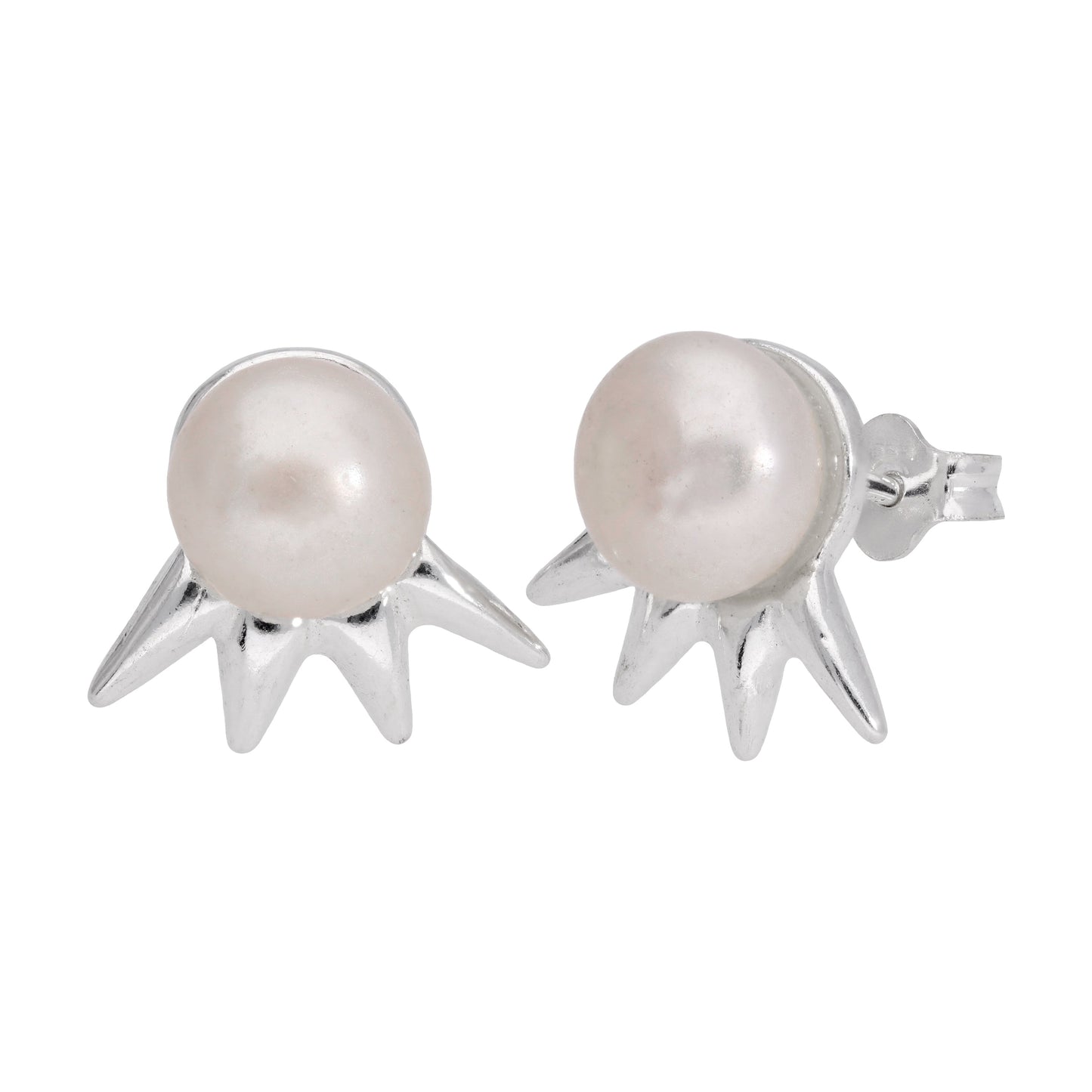 Boucles d'oreilles à tige en argent sterling et perles synthétiques