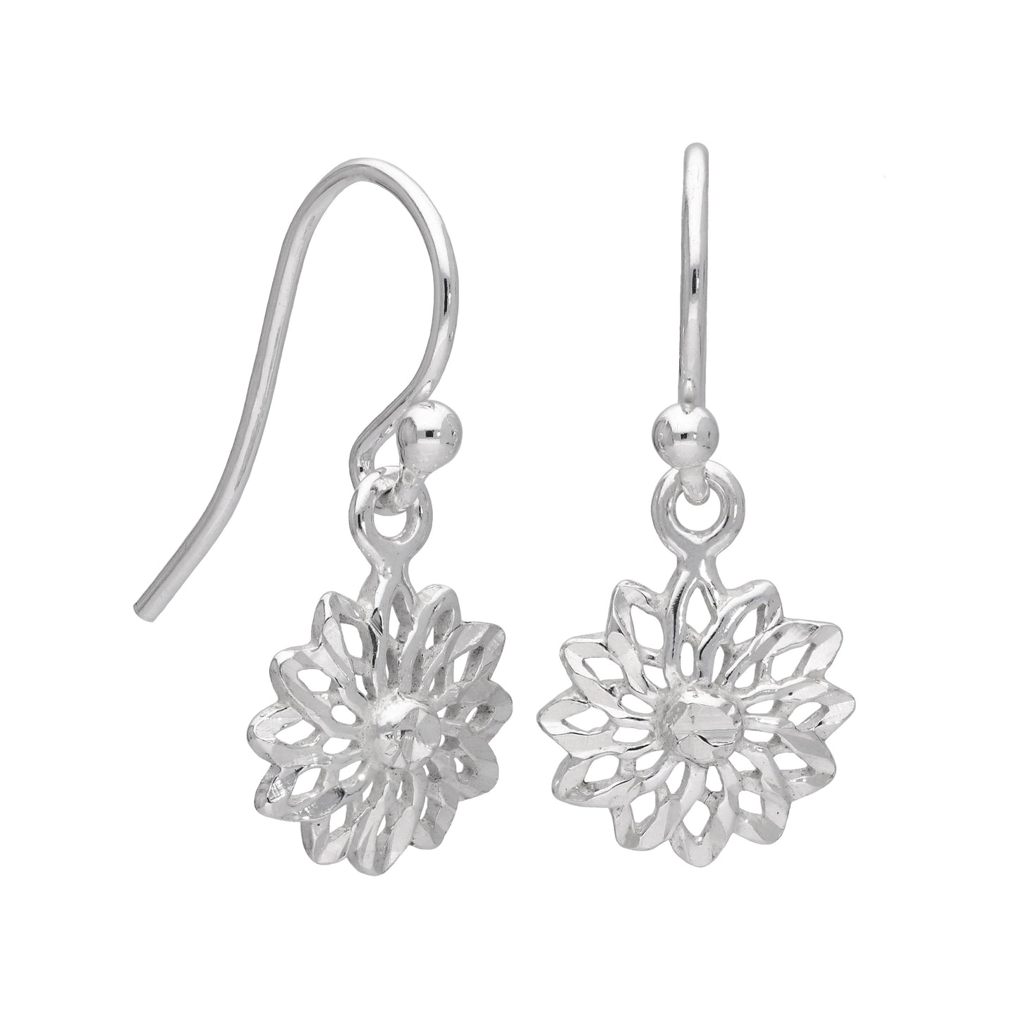 Boucles d'oreilles pendantes en argent sterling avec motif de fleurs et chakras