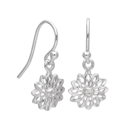 Boucles d'oreilles pendantes en argent sterling avec motif de fleurs et chakras
