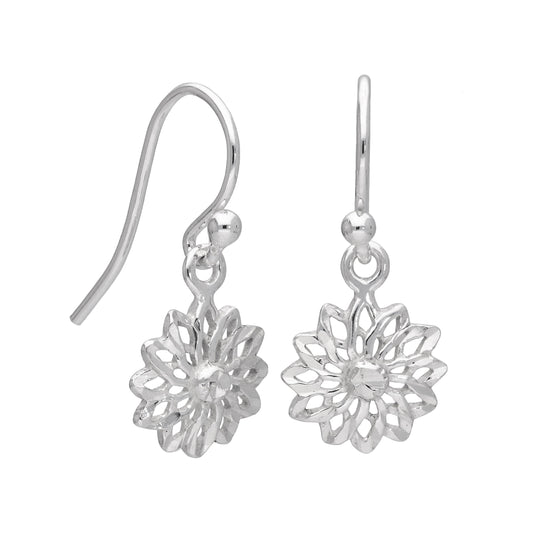 Boucles d'oreilles pendantes en argent sterling avec motif de fleurs et chakras