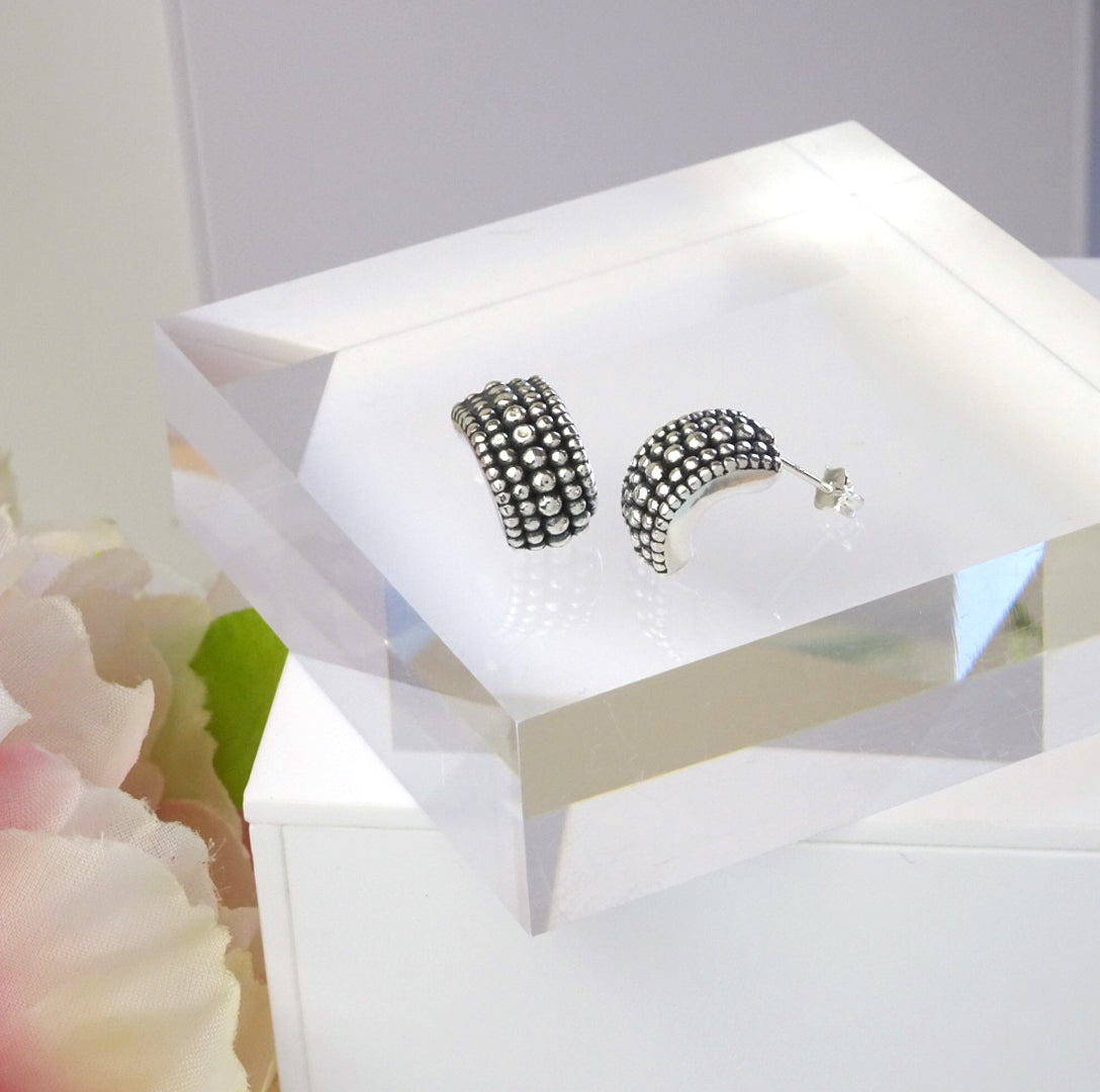 Boucles d'oreilles à tige en argent sterling oxydé épais