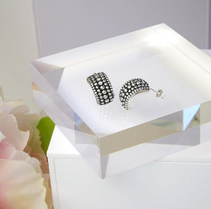 Boucles d'oreilles à tige en argent sterling oxydé épais