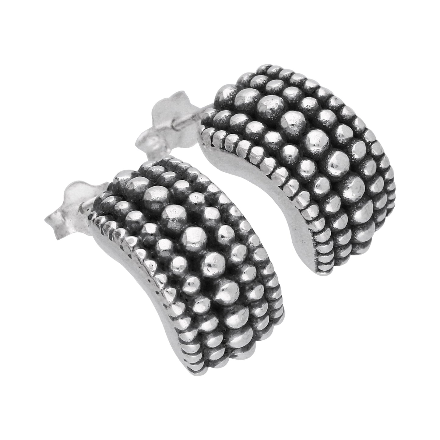 Boucles d'oreilles à tige en argent sterling oxydé épais