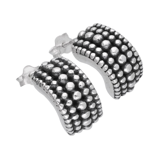 Boucles d'oreilles à tige en argent sterling oxydé épais