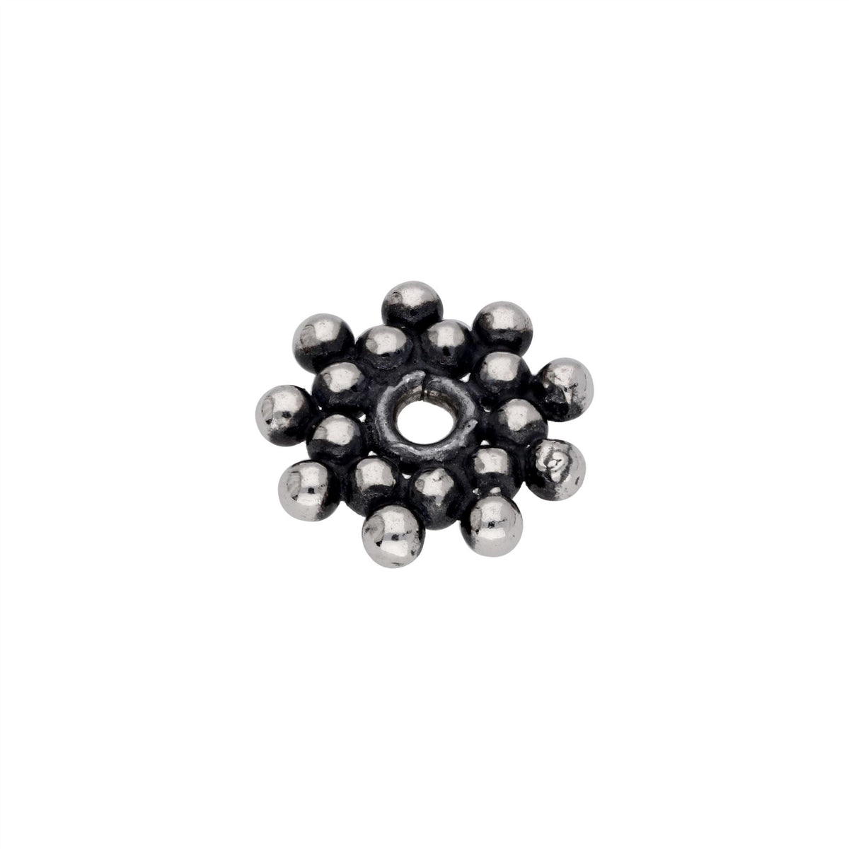 Breloque en argent sterling oxydé avec perles plates et espaceurs