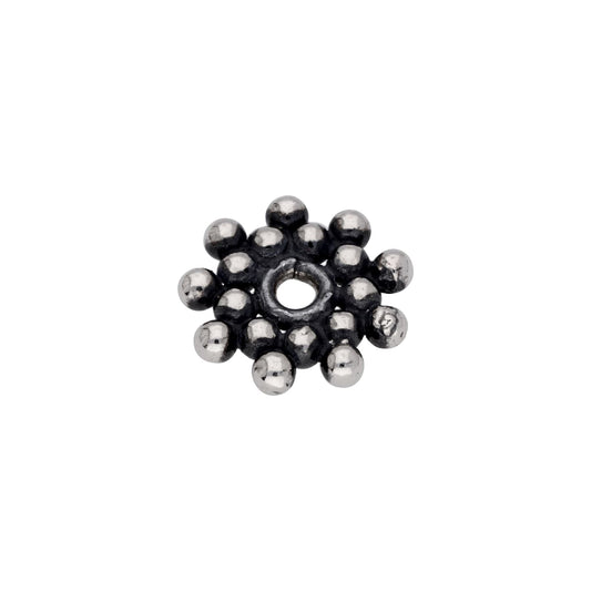 Breloque en argent sterling oxydé avec perles plates et espaceurs
