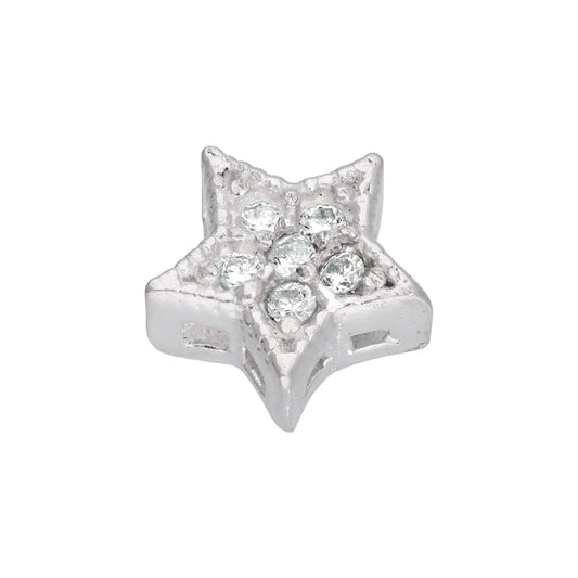 Breloque flottante en argent sterling avec étoile en zircone cubique transparent