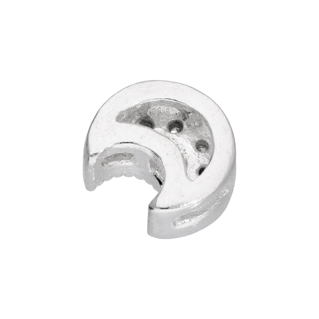 Breloque flottante en argent sterling avec lune et zircone cubique transparent