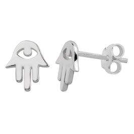 Boucles d'oreilles à tige en argent sterling avec main de Fatima