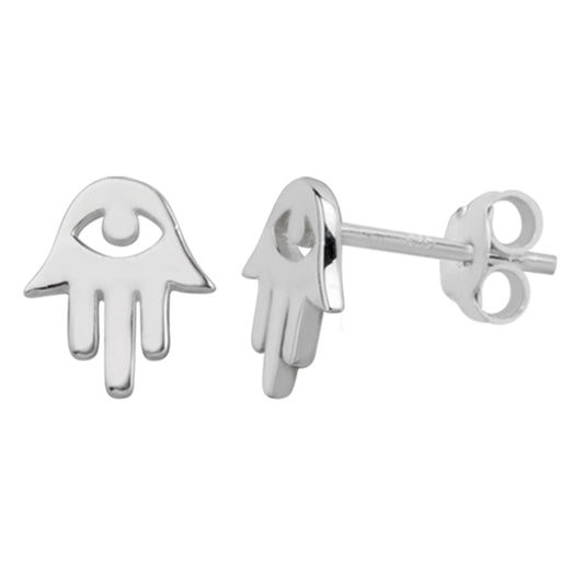 Boucles d'oreilles à tige en argent sterling avec main de Fatima