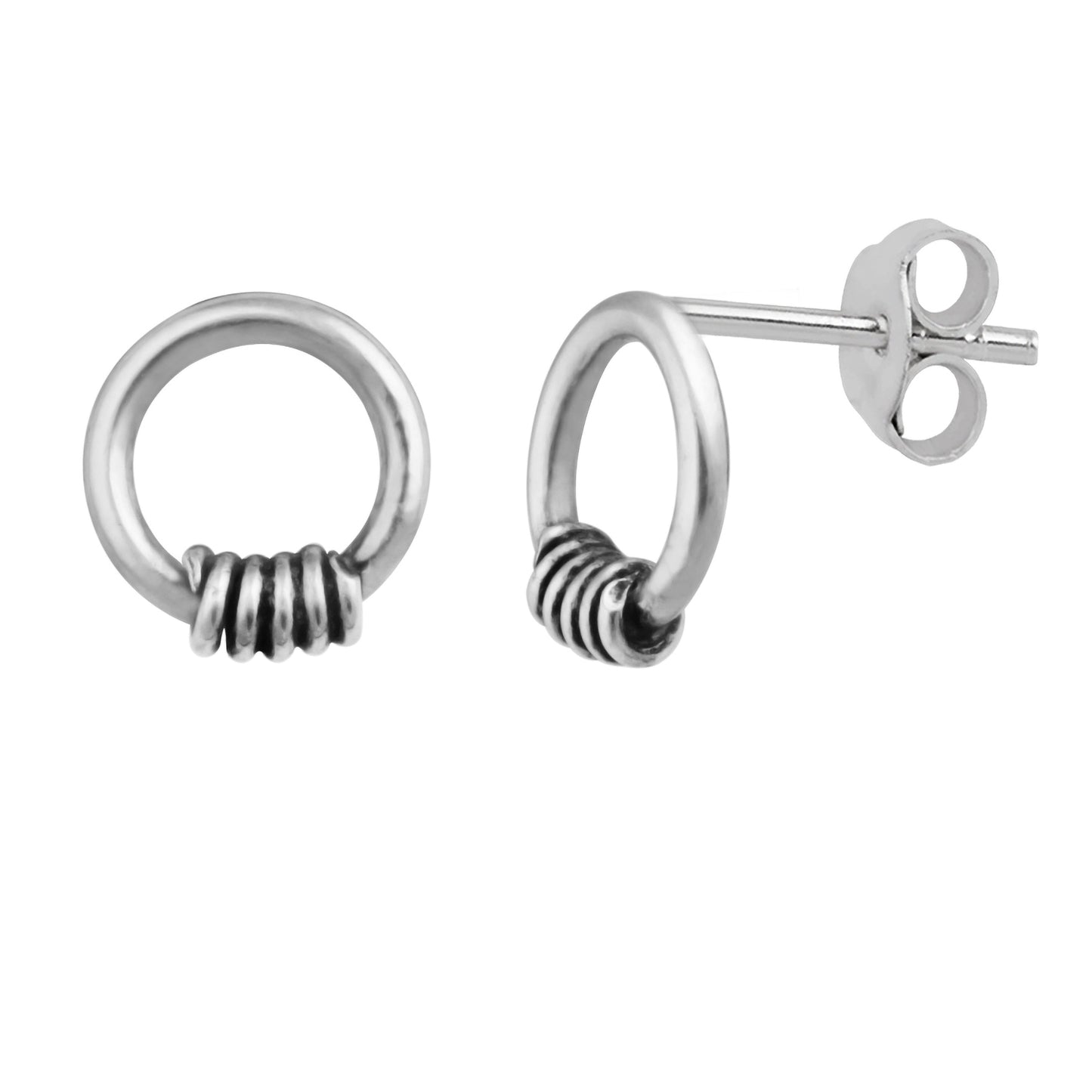 Boucles d'oreilles à tige en fil d'argent sterling de style Bali
