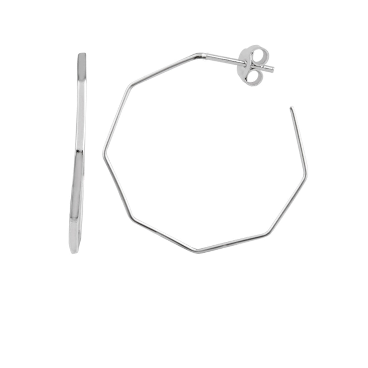 Boucles d'oreilles créoles octogonales géométriques en argent sterling