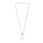 Collier avec pendentif croissant de corne à disque rond multicouche en argent sterling