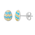 Boucles d'oreilles à tige en argent sterling émaillé en forme d'œuf de Pâques en zigzag