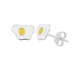 Boucles d'oreilles à tige en argent sterling et émail en forme d'œufs au plat