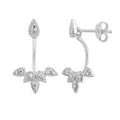 Boucles d'oreilles à tige en argent sterling avec larme et feuilles et zircones cubiques transparents