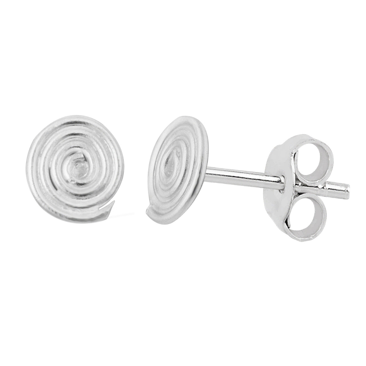 Boucles d'oreilles à tige en argent sterling avec spirale unie