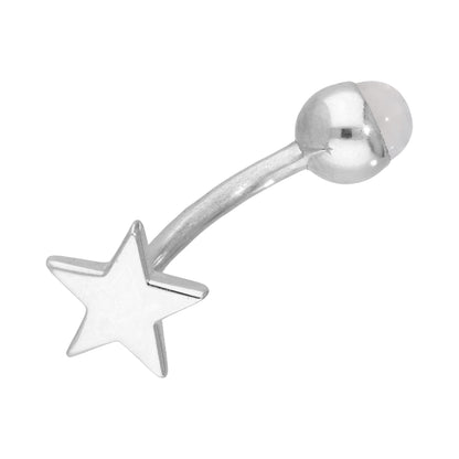 Piercing de nombril étoile en argent sterling et pierre de lune arc-en-ciel