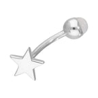 Piercing de nombril étoile en argent sterling et pierre de lune arc-en-ciel
