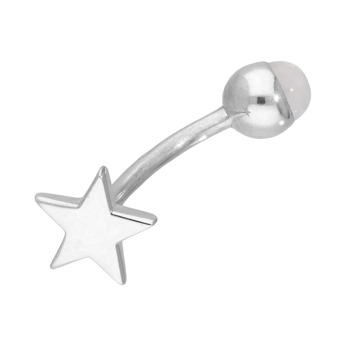 Piercing de nombril étoile en argent sterling et pierre de lune arc-en-ciel