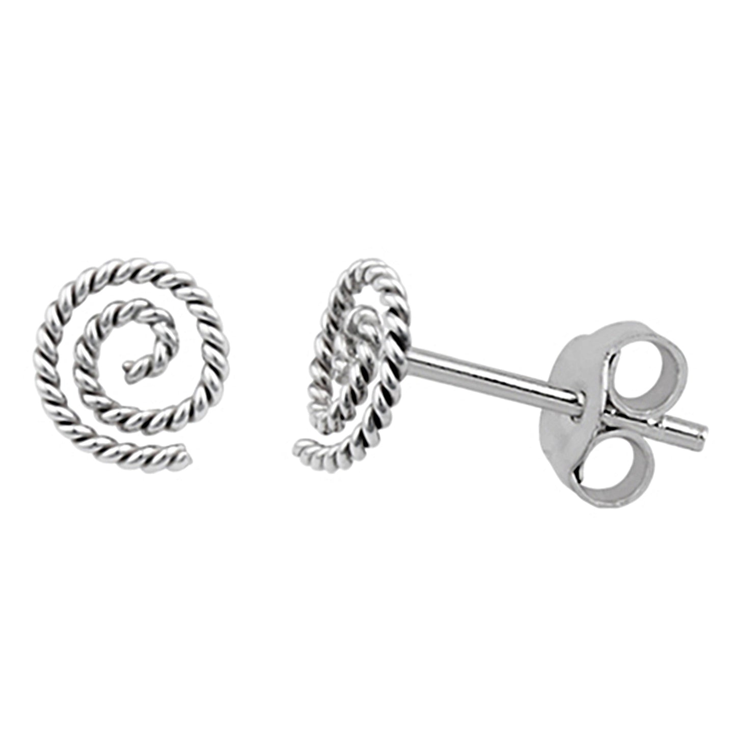 Boucles d'oreilles à tige en spirale torsadée en argent sterling faites à la main